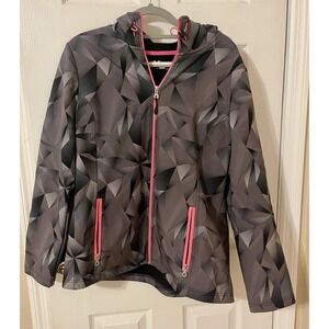 WMS XERSION PERFORMANCE WEAR SZ XL GRAY/PINK FULL ZIP SOFT SHELL HOODED JACKET